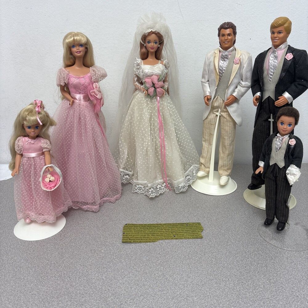 1990 Barbie "Wedding Day Midge" Complete 6 Doll Set (Mattel #9852)